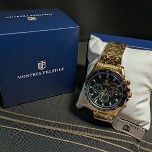 NIB Montres Prestige Silver Tone Watch - Minimalist Luxury